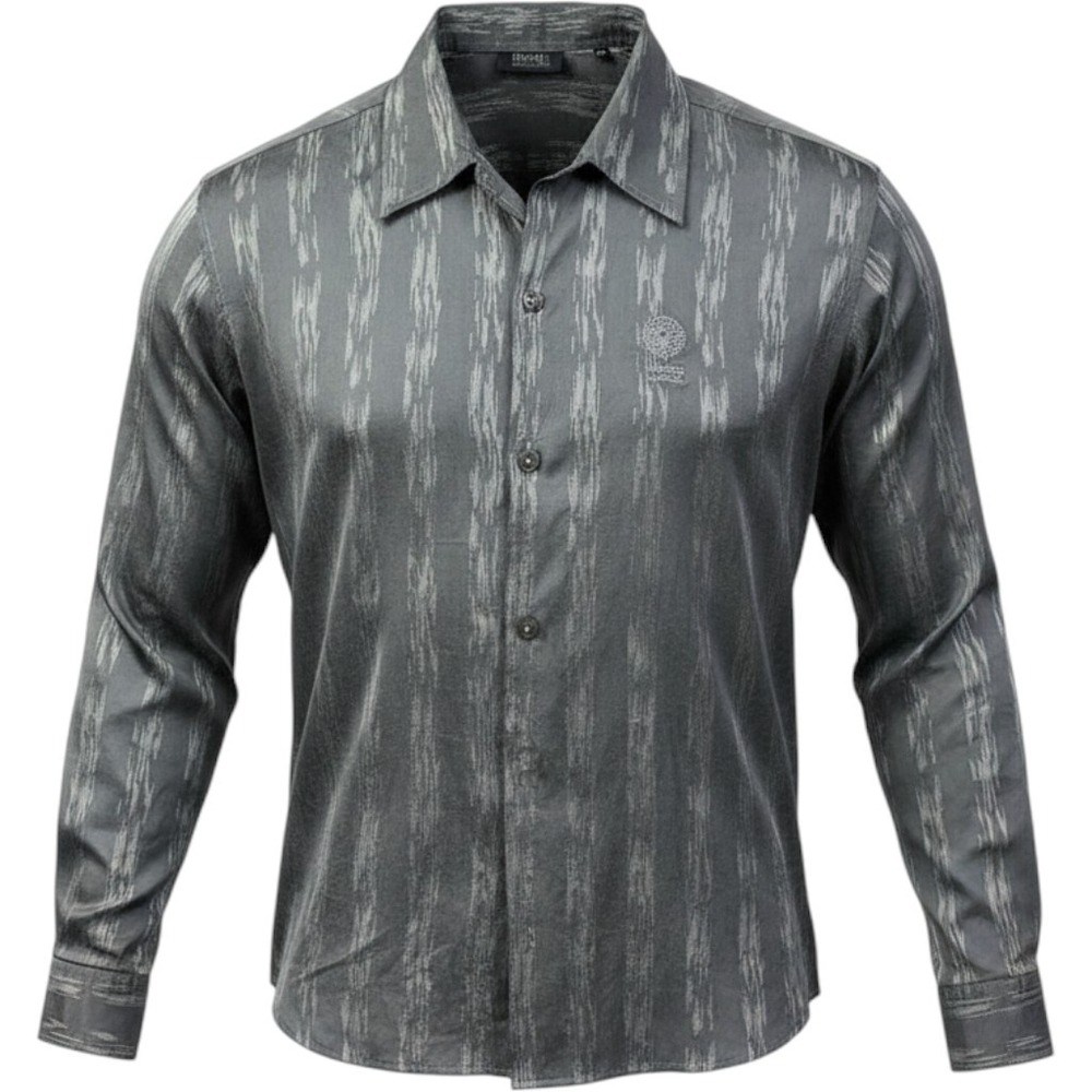 Versace Classic V2 Mens Grey Silver Stripe Long Sleeve Button Up Shirt‎ Size 44